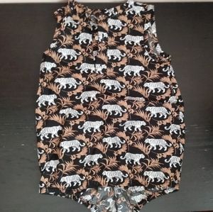 Museum White Tiger Printed One Piece Smock Romper Unisex Sz 12-18 months